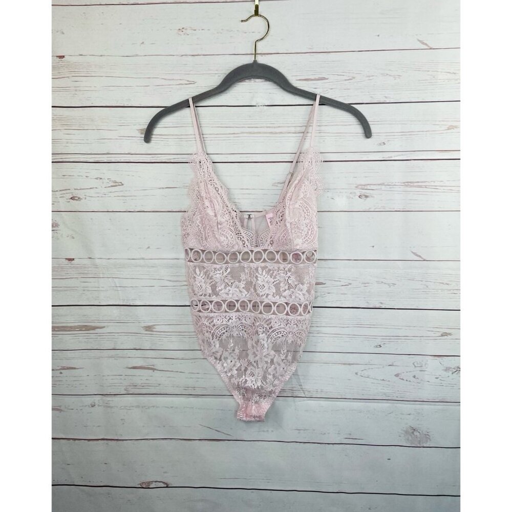 Victorias Secret Lace Bodysuit Lingerie Blush Pink Size XS